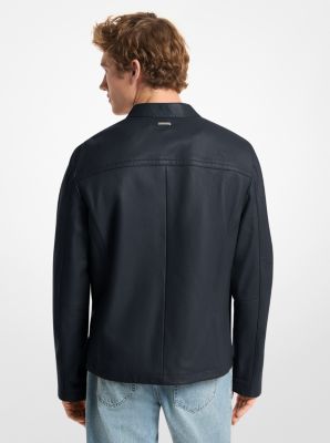 Leather Double-Zip Racer Jacket in MIDNIGHT | Michael Kors