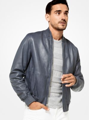 Michael kors leather clearance bomber jacket