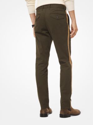 Striped Cotton-Twill Chino Pants