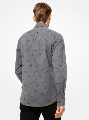 Slim-Fit Flocked Cotton Shirt