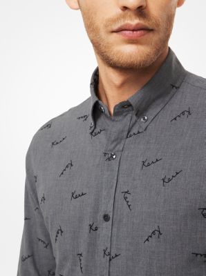 Slim-Fit Flocked Cotton Shirt