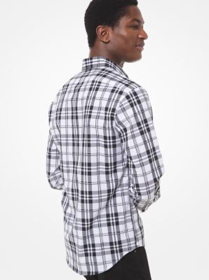 Chemise ajust&eacute;e en coton &agrave; imprim&eacute; en carreaux