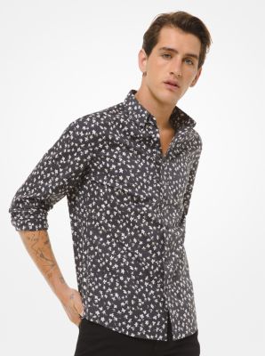 Slim-Fit Abstract Floral Stretch-Cotton Shirt | Michael Kors