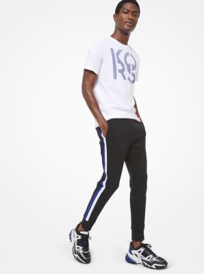 Pantalon de jogging en coton mélangé à rayures contrastantes image number 0