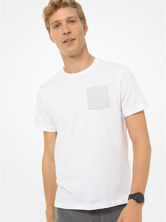 T-shirt en jersey de coton à poche à imprimé à logo image number 0