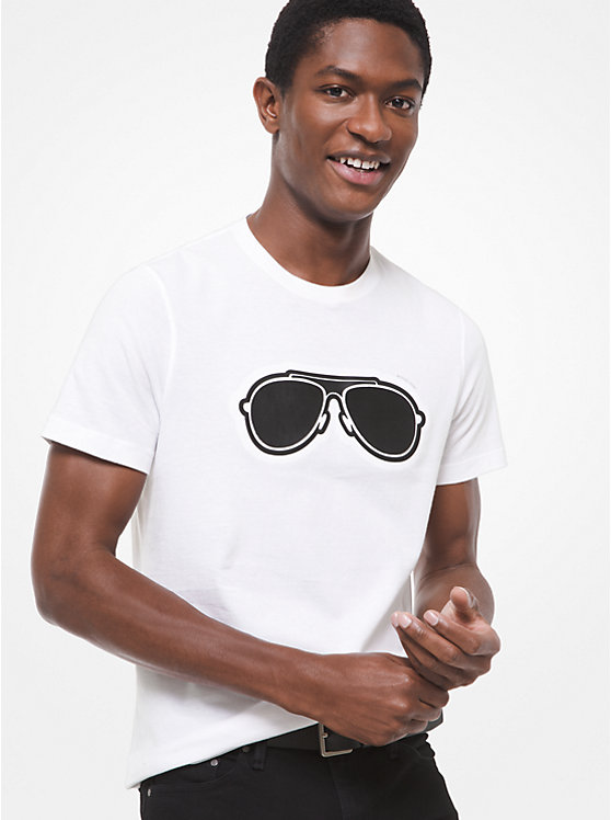 T-shirt en jersey de coton à imprimé de lunettes aviateur image number 0
