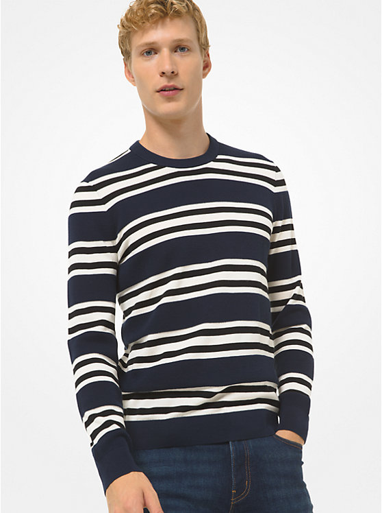 Chandail rayé en tricot de coton texturé image number 0