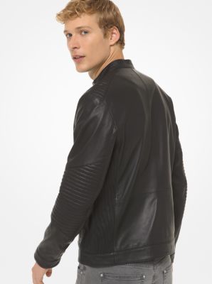 michael kors men's leather racer jacket