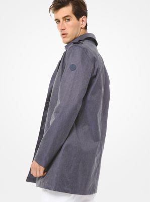 Denim-Weave Trench Coat