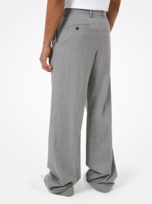 Stretch Wool Pleated Trousers