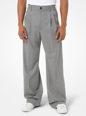 Stretch Wool Pleated Trousers