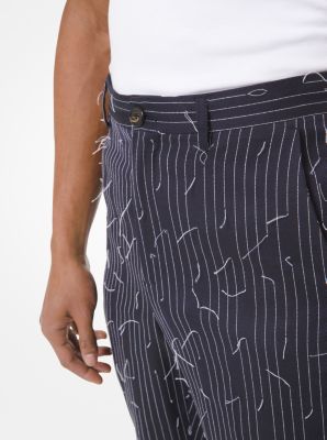Pick-Stitch Pinstripe Cotton Trousers