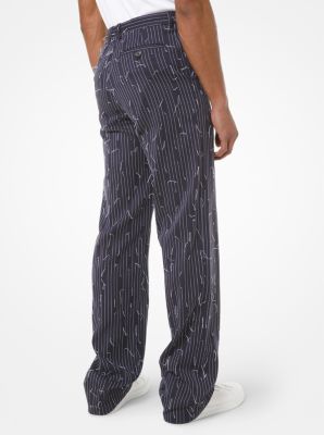 Pick-Stitch Pinstripe Cotton Trousers