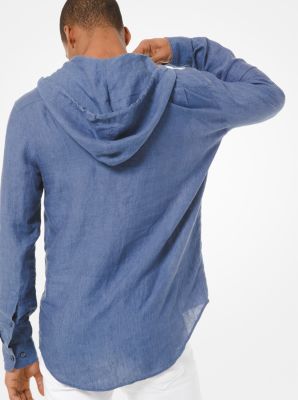 Linen hooded shirt sale