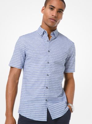 Striped Cotton Dobby Short-Sleeve Shirt image number 0