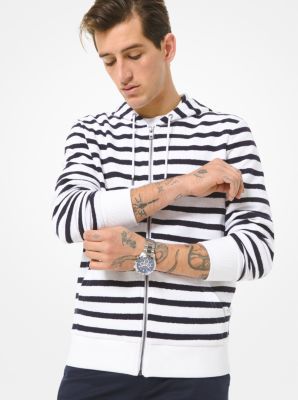 Striped Cotton Zip-Up Hoodie