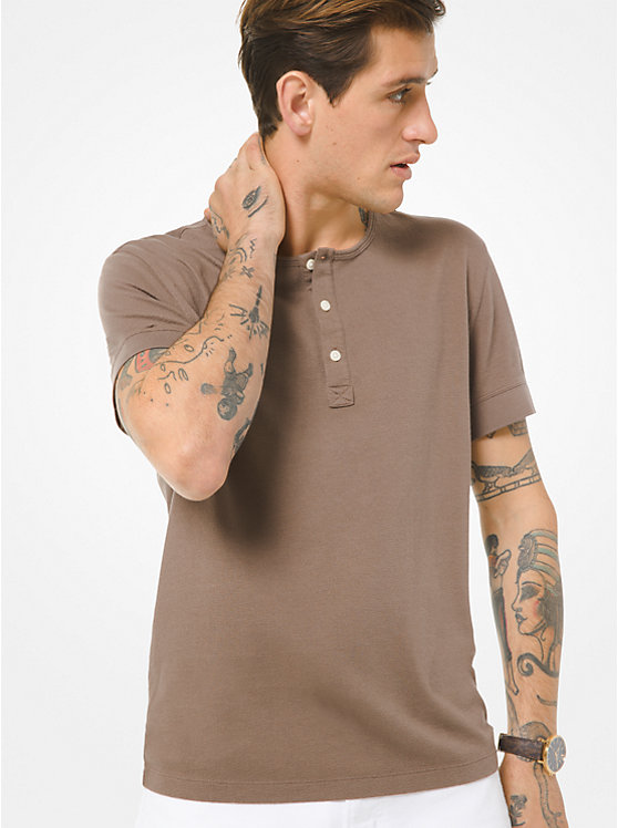 Cotton and Silk Blend Henley image number 0