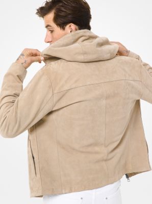 Suede hooded hot sale coat