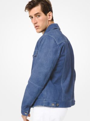 blue suede trucker jacket