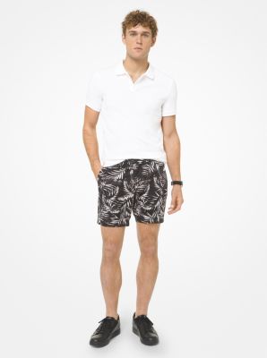 Palm Leaf Stretch Cotton Shorts
