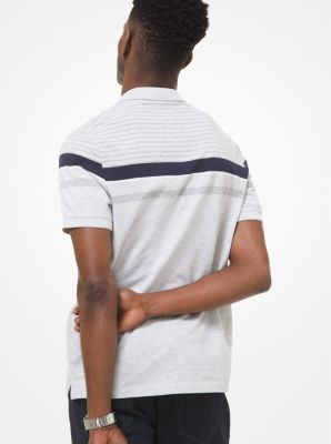 Striped Birdseye Cotton Blend Polo Shirt image number 1