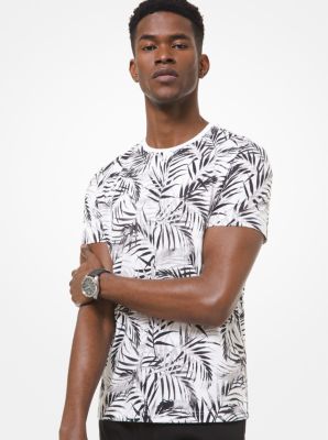 T-shirt en coton &agrave; motif de feuilles de palmier