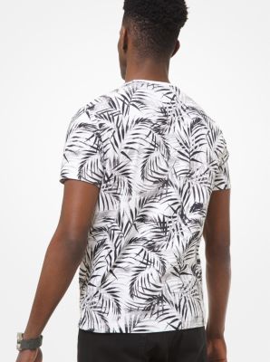 T-shirt en coton &agrave; motif de feuilles de palmier