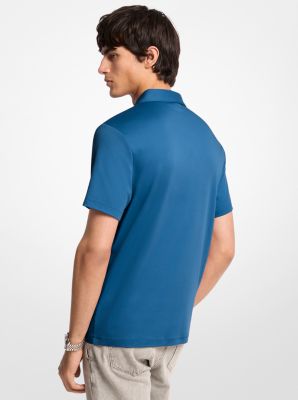 Embroidered Logo Cotton Polo Shirt in RIVER BLUE | Michael Kors