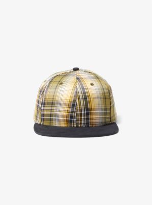 Plaid Stretch Cotton Flat Brim Hat