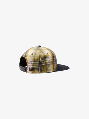 Plaid Stretch Cotton Flat Brim Hat