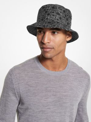 Newsprint Logo Woven Bucket Hat | Michael Kors