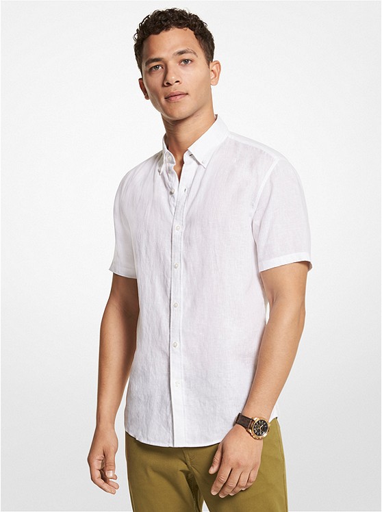 michaelkors.co.uk | Slim-Fit Linen Short-Sleeve Shirt