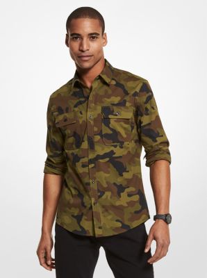 Slim-Fit Camouflage Stretch Cotton Shirt | Michael Kors