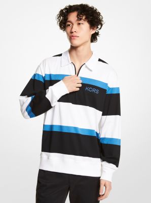 Striped Cotton Jersey Rugby Sweater in MNTN BLUE - Sale | Michael