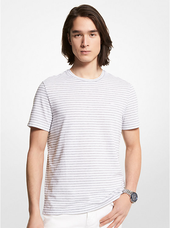 T-shirt en coton texturé à rayures image number 0