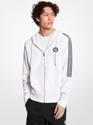 Logo Tape Cotton Blend Zip-Up Hoodie | Michael Kors