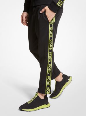 Pantalon de surv&ecirc;tement en tissu scuba &agrave; ruban &agrave; logo