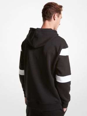 Logo Stripe Cotton Blend Hoodie in WHITE | Michael Kors