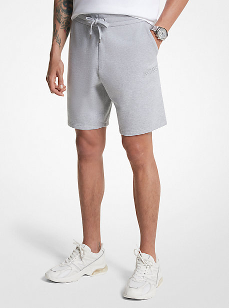 Michael Kors French Terry Cotton Blend Shorts In Grey