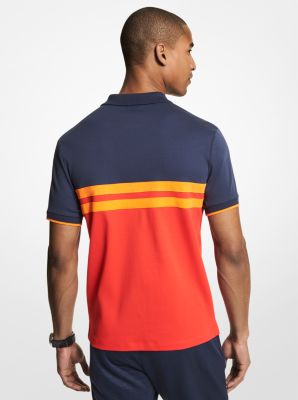 Polo MK X ellesse en coton &agrave; rayures in DRESS BLUES | Michael Kors