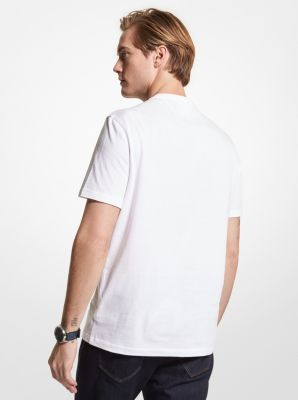 MK X ellesse Logo Stripe Cotton T-Shirt in OPTIC WHITE | Michael Kors