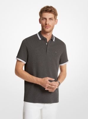 Michael Kors Greenwich Cotton Polo Shirt In Grey