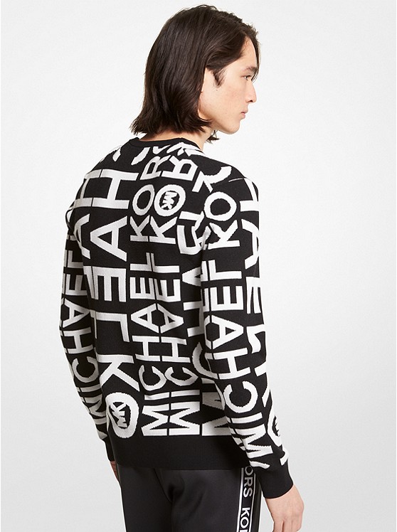 Newsprint Logo Jacquard Sweater | Michael Kors