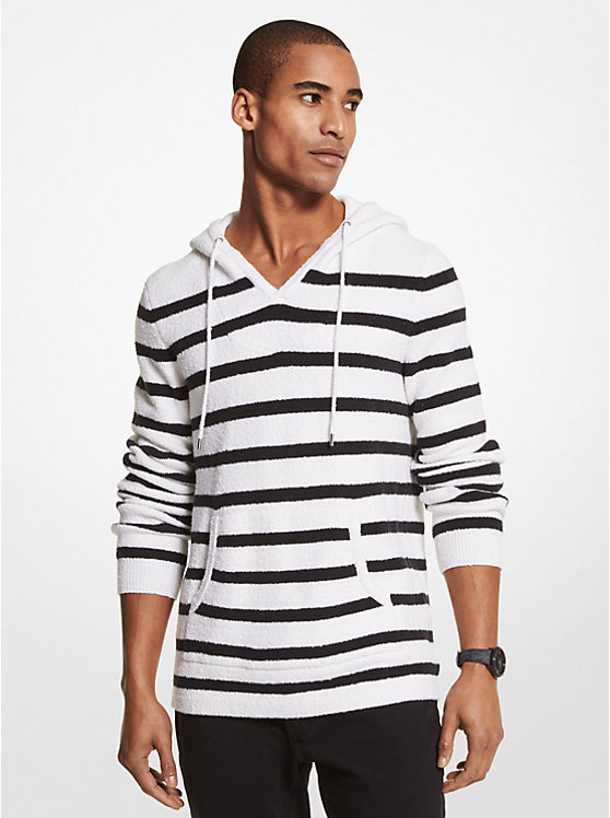 Striped Textured Stretch Cotton Hoodie image number 0