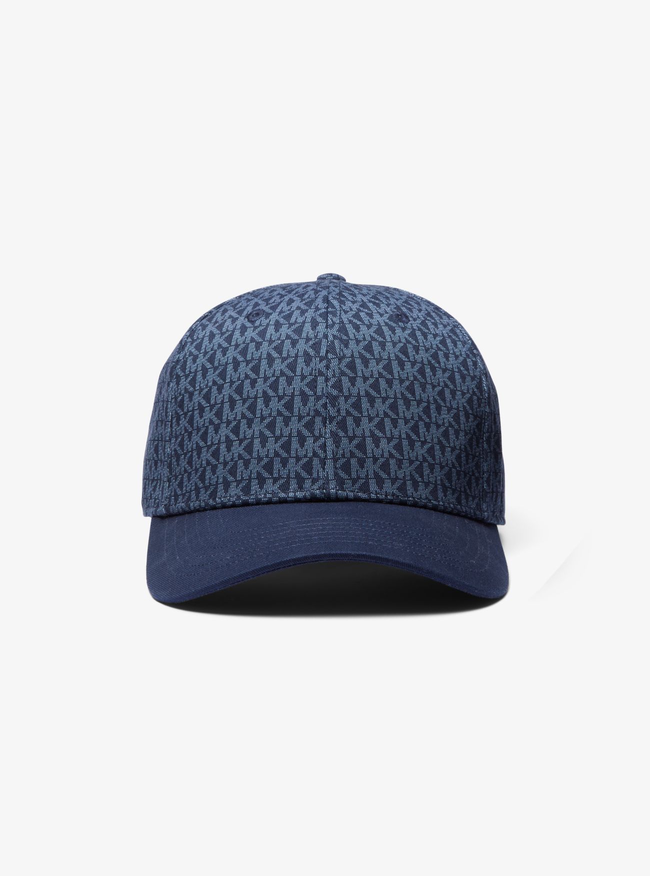 MK Logo Print Cotton Baseball Hat - Blue - Michael Kors