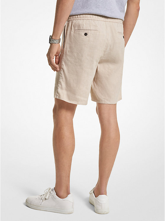 Pintucked Linen and Cotton Blend Shorts image number 1