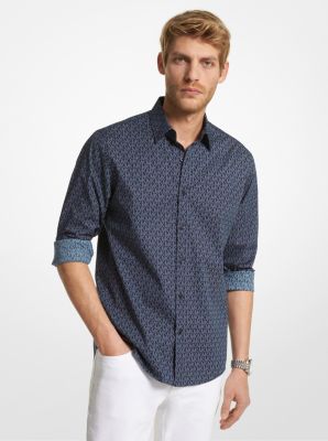 Slim-Fit Logo Print Stretch-Cotton Shirt