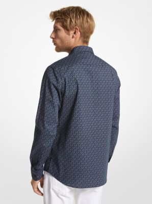 Slim-Fit Logo Print Stretch-Cotton Shirt