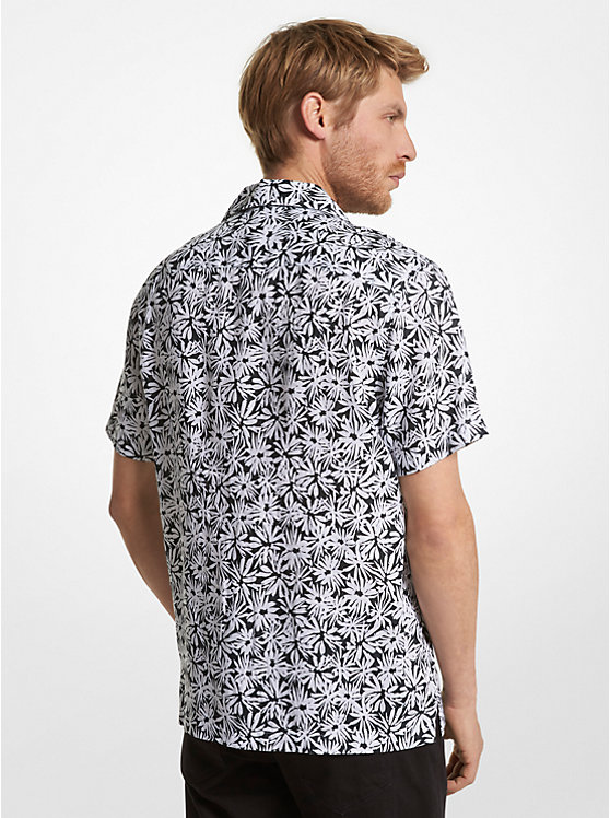 Palm Print Linen Short-Sleeve Shirt image number 1