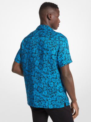 Palm Print Linen Short-Sleeve Shirt image number 1
